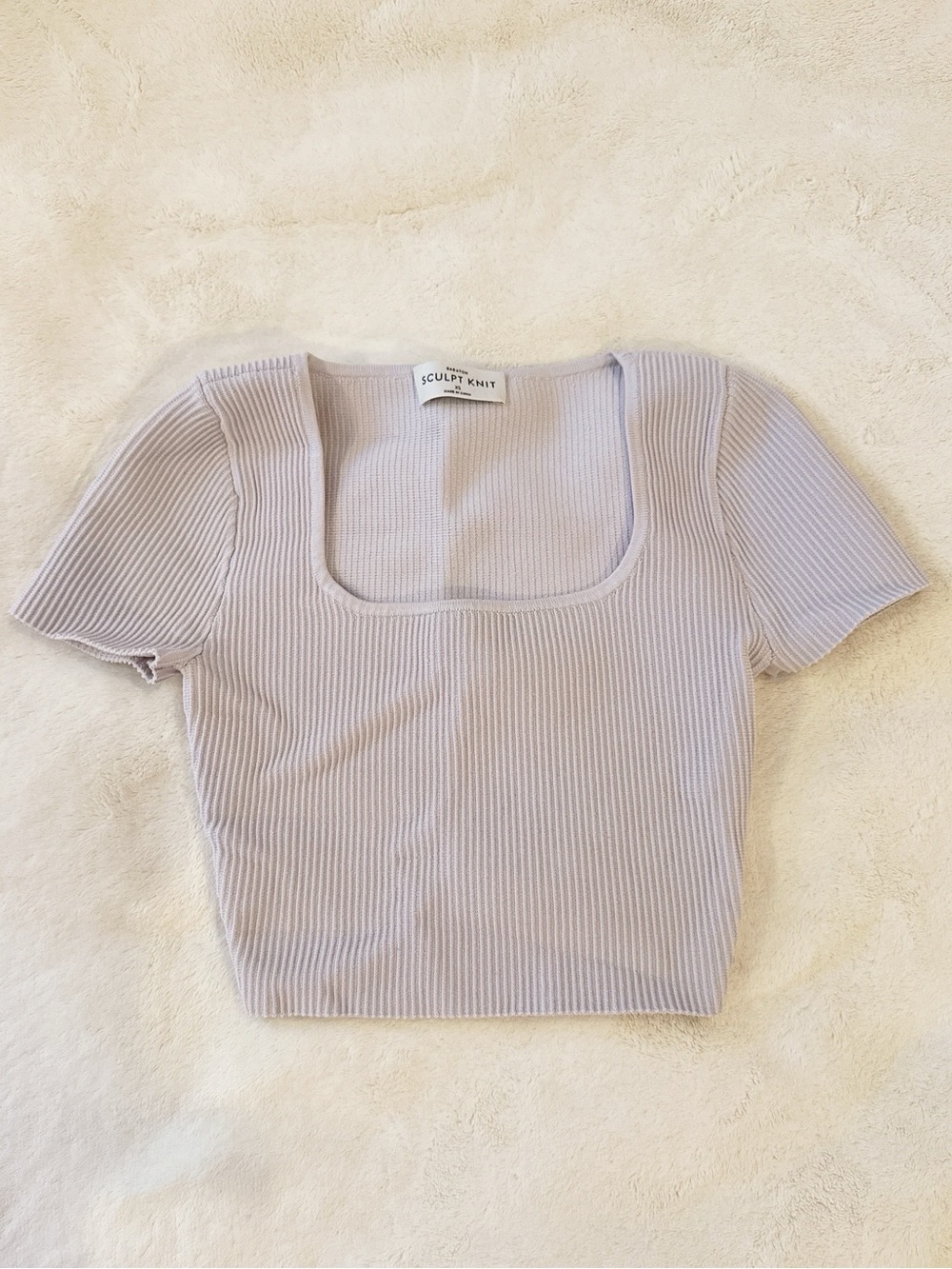 Aritzia Lavender Ribbed Square Neck Crop Top